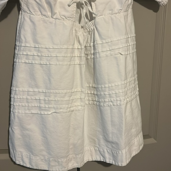 7 For All Mankind White Puff Sleeve Babydoll Mini Tie Back Dress Large - Picture 7 of 10